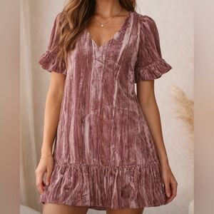 Loveriche Velvet Tunic Dress in Mauve Size Medium
